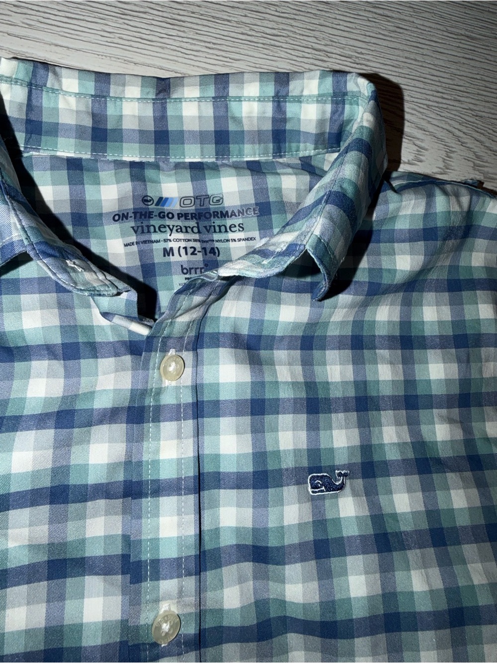 Youth M Vineyard Vines Plaid Performance Button-Down Shirt